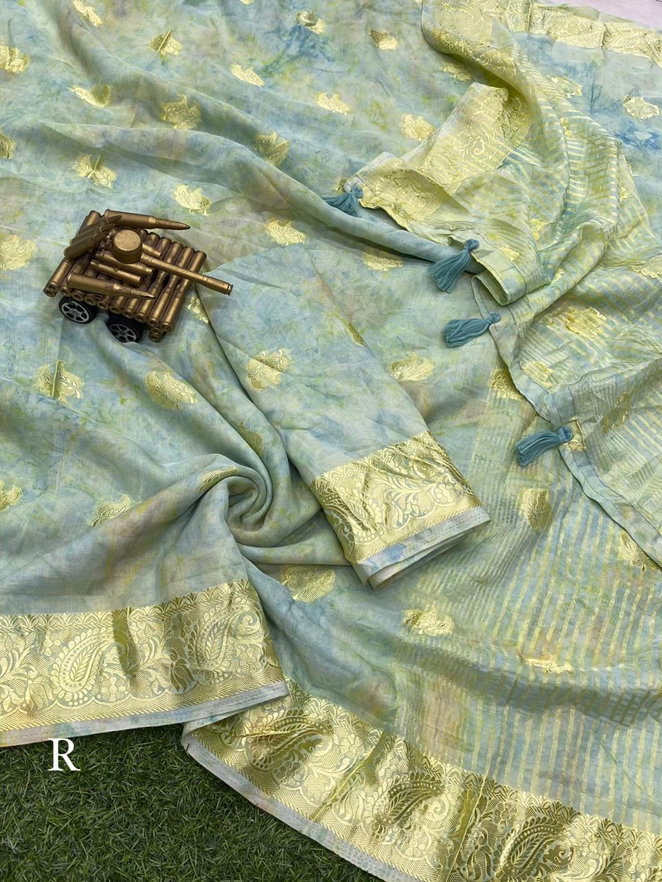 Party Wear Beautiful Cotton Jacquard Saree - Anant Exports