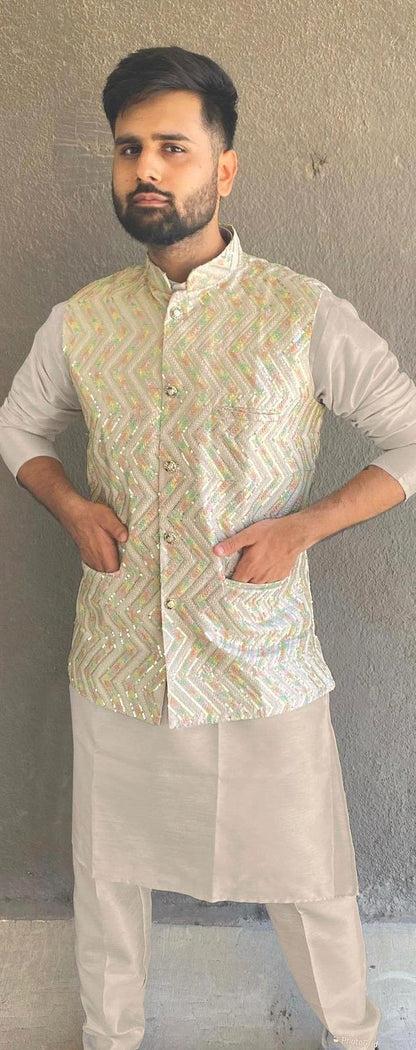 Manyavar Traditional Wear Kurta Pajama With Koti - Anant Exports