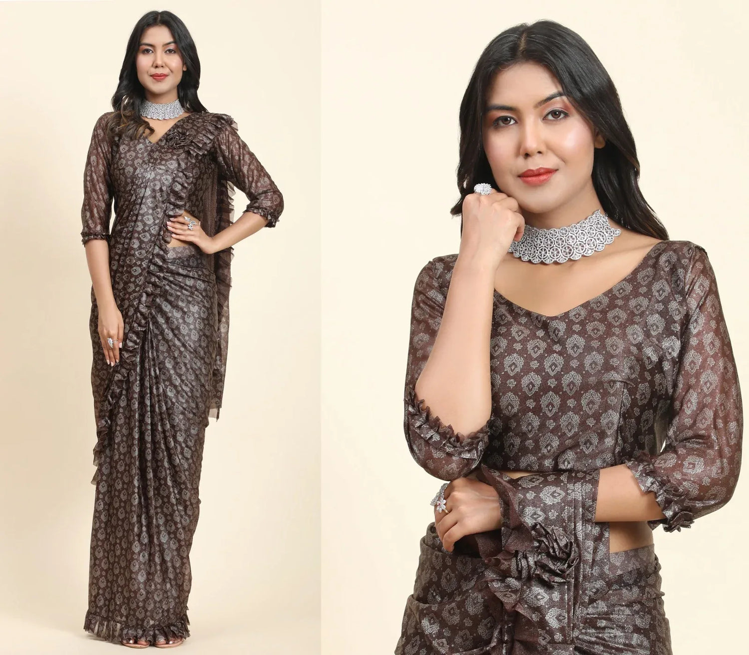 FANCY READYMADE SAREE D.NO 101012 - Anant Exports