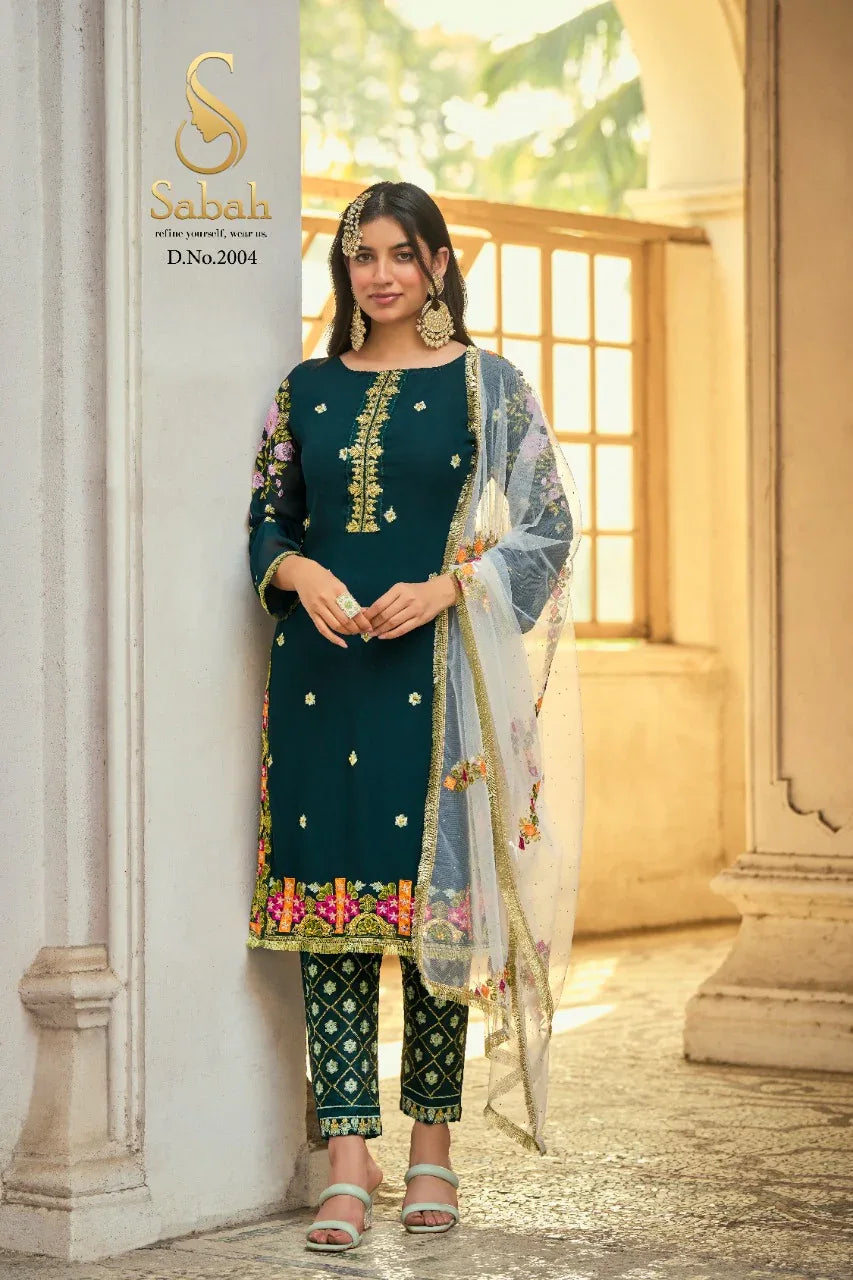 SABAH BEGUM HEAVY FAUX GEORGETTE SALWAR SUIT D.NO 2004 - Anant Exports