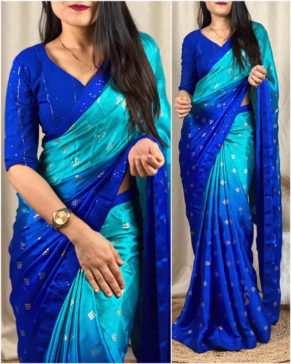 Party Wear Moss Silk Padding Saree - Anant Exports
