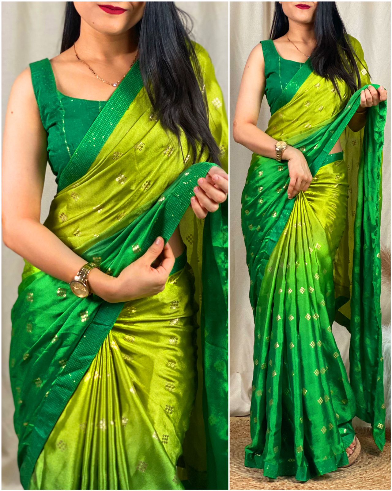 Party Wear Moss Silk Padding Saree