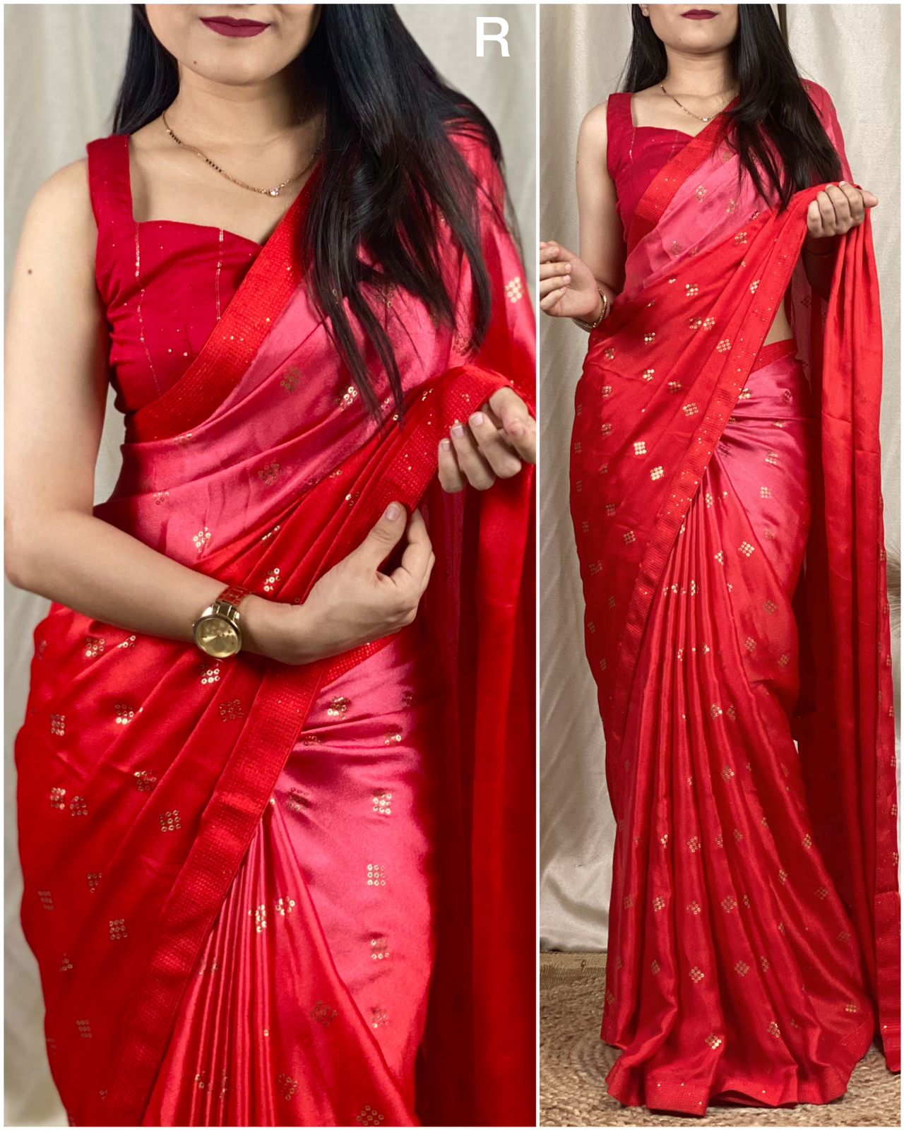 Party Wear Moss Silk Padding Saree