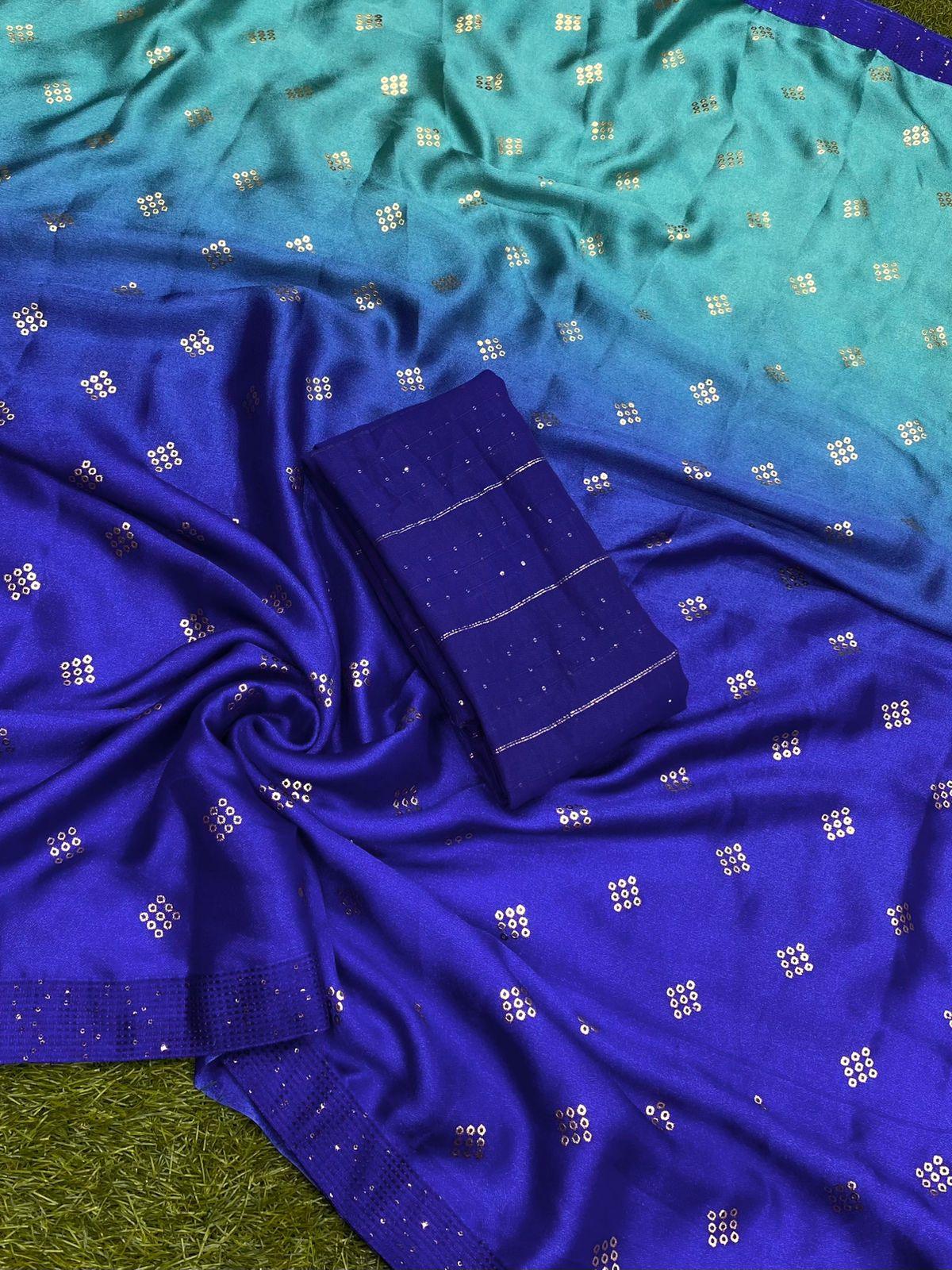 Party Wear Moss Silk Padding Saree - Anant Exports