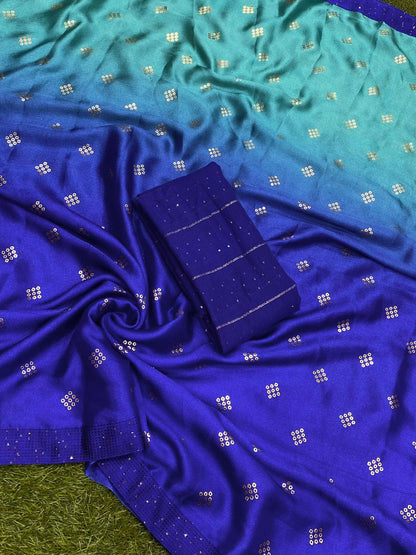 Party Wear Moss Silk Padding Saree - Anant Exports