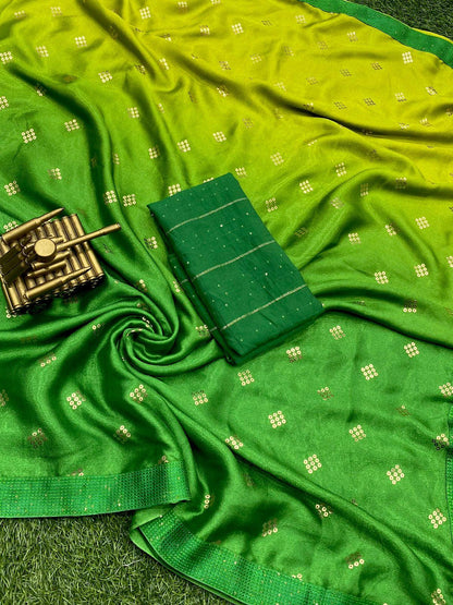 Party Wear Moss Silk Padding Saree - Anant Exports