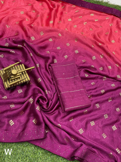 Party Wear Moss Silk Padding Saree - Anant Exports