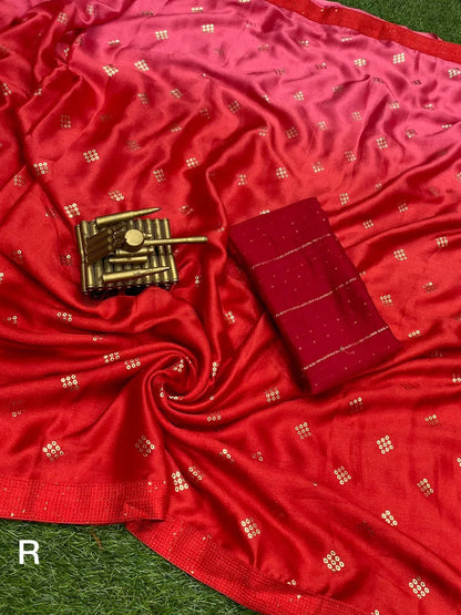 Party Wear Moss Silk Padding Saree - Anant Exports
