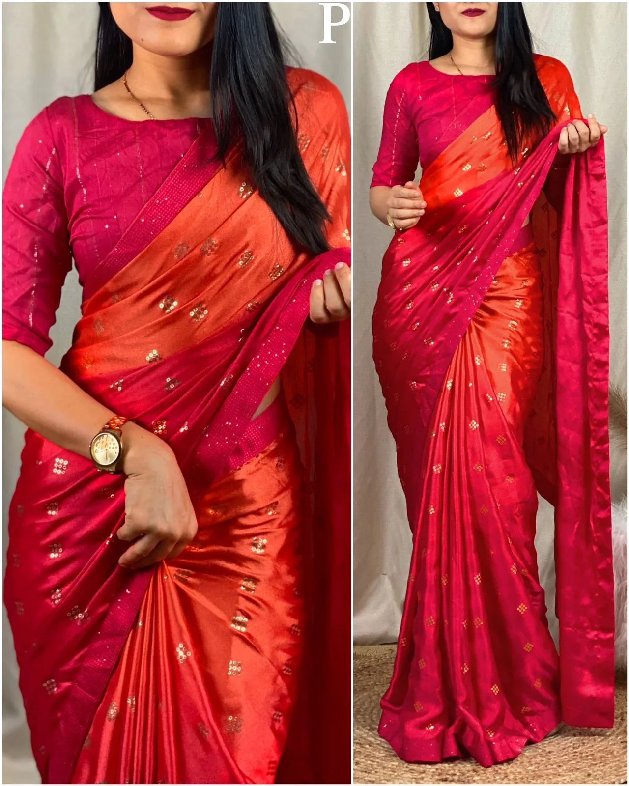 Party Wear Moss Silk Padding Saree - Anant Exports