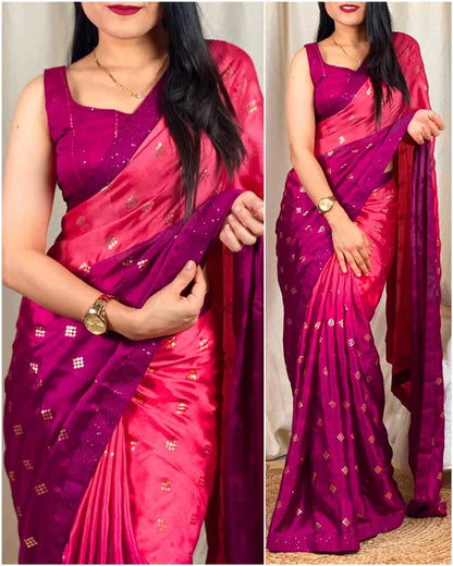 Party Wear Moss Silk Padding Saree - Anant Exports