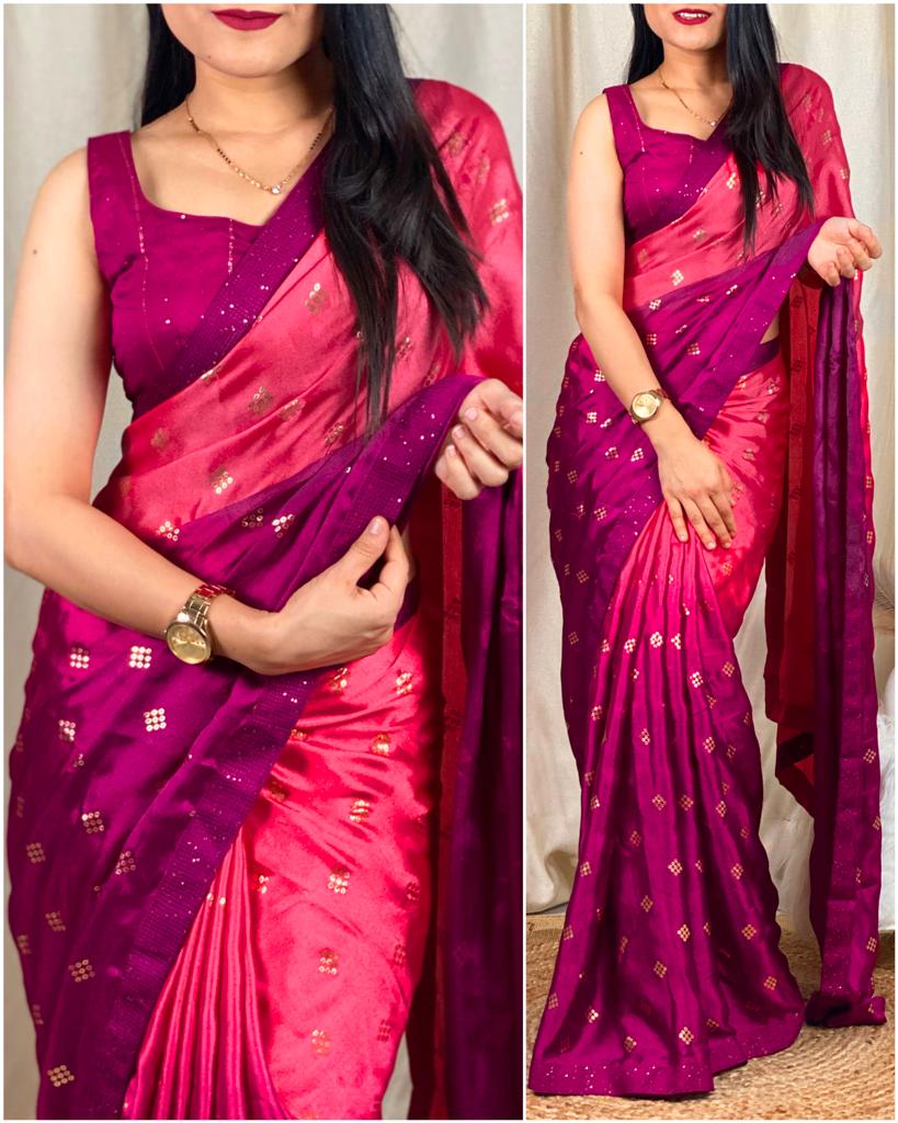 Party Wear Moss Silk Padding Saree