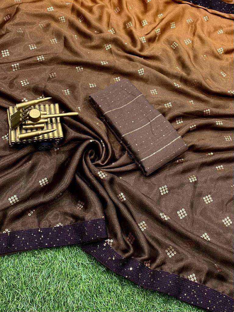 Party Wear Moss Silk Padding Saree - Anant Exports