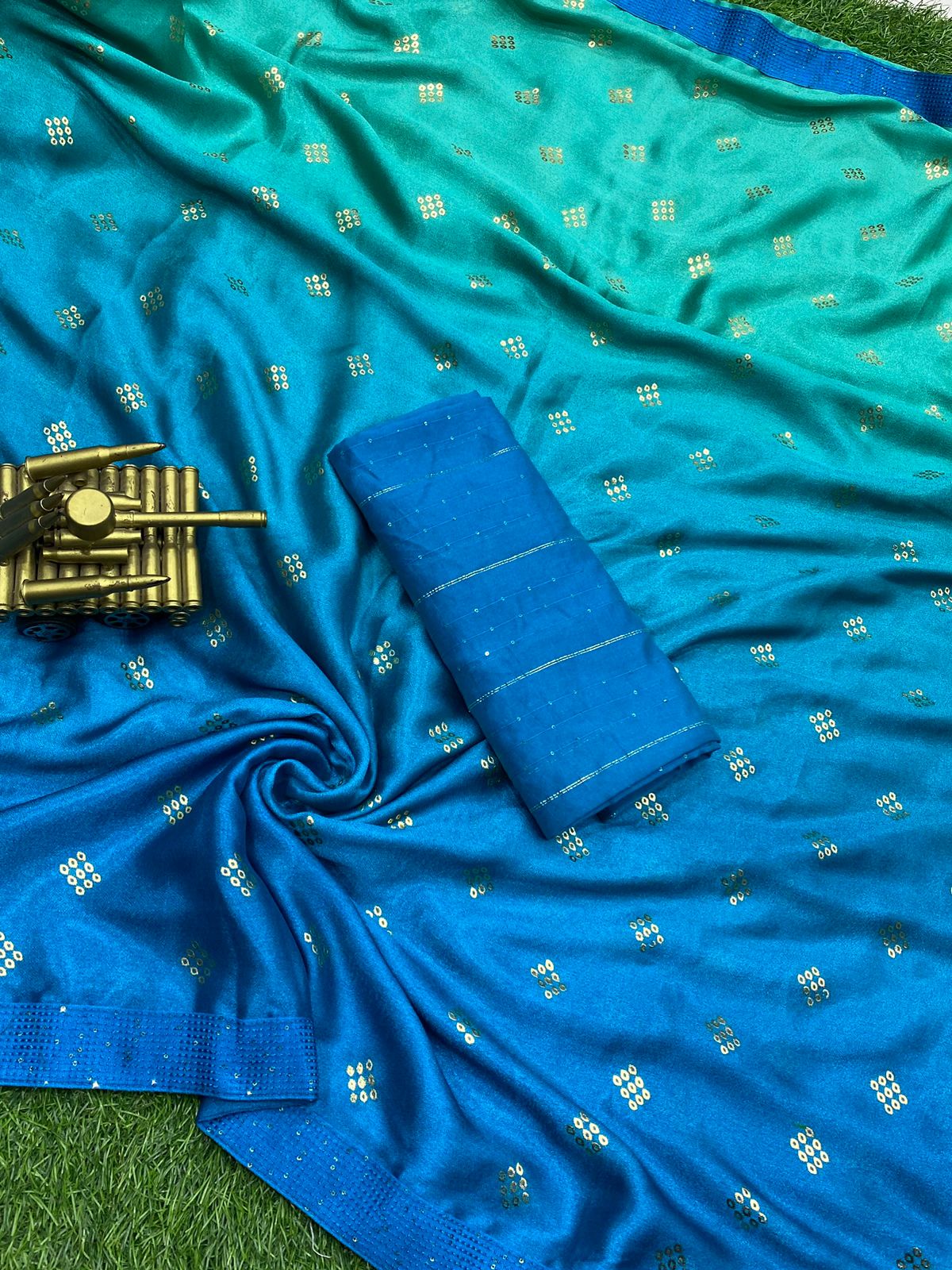 Party Wear Moss Silk Padding Saree