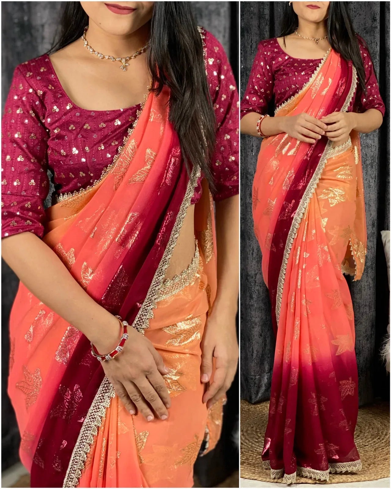 Party Wear Georgette Padding Saree - Anant Exports