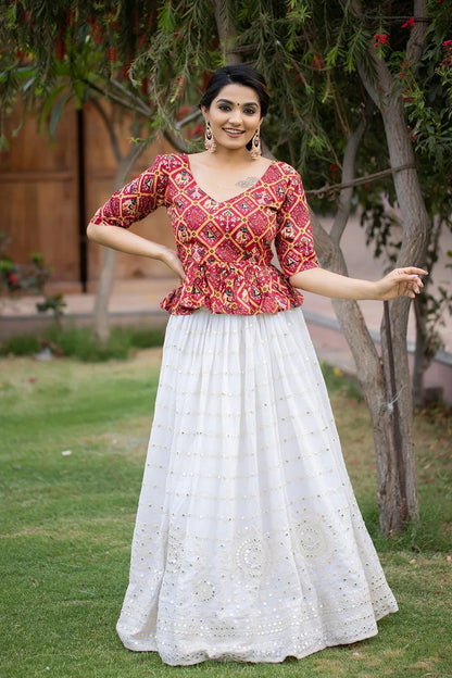 White Two Piece Lehenga D.No 1328 - Anant Exports