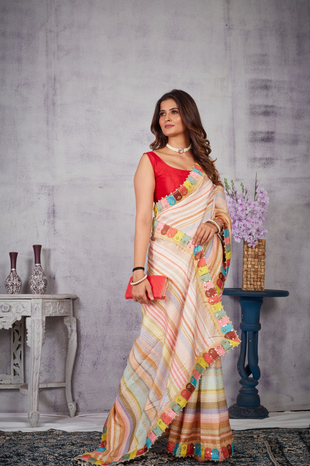 Party Wear Fancy Digital Print Saree D.No 5039
