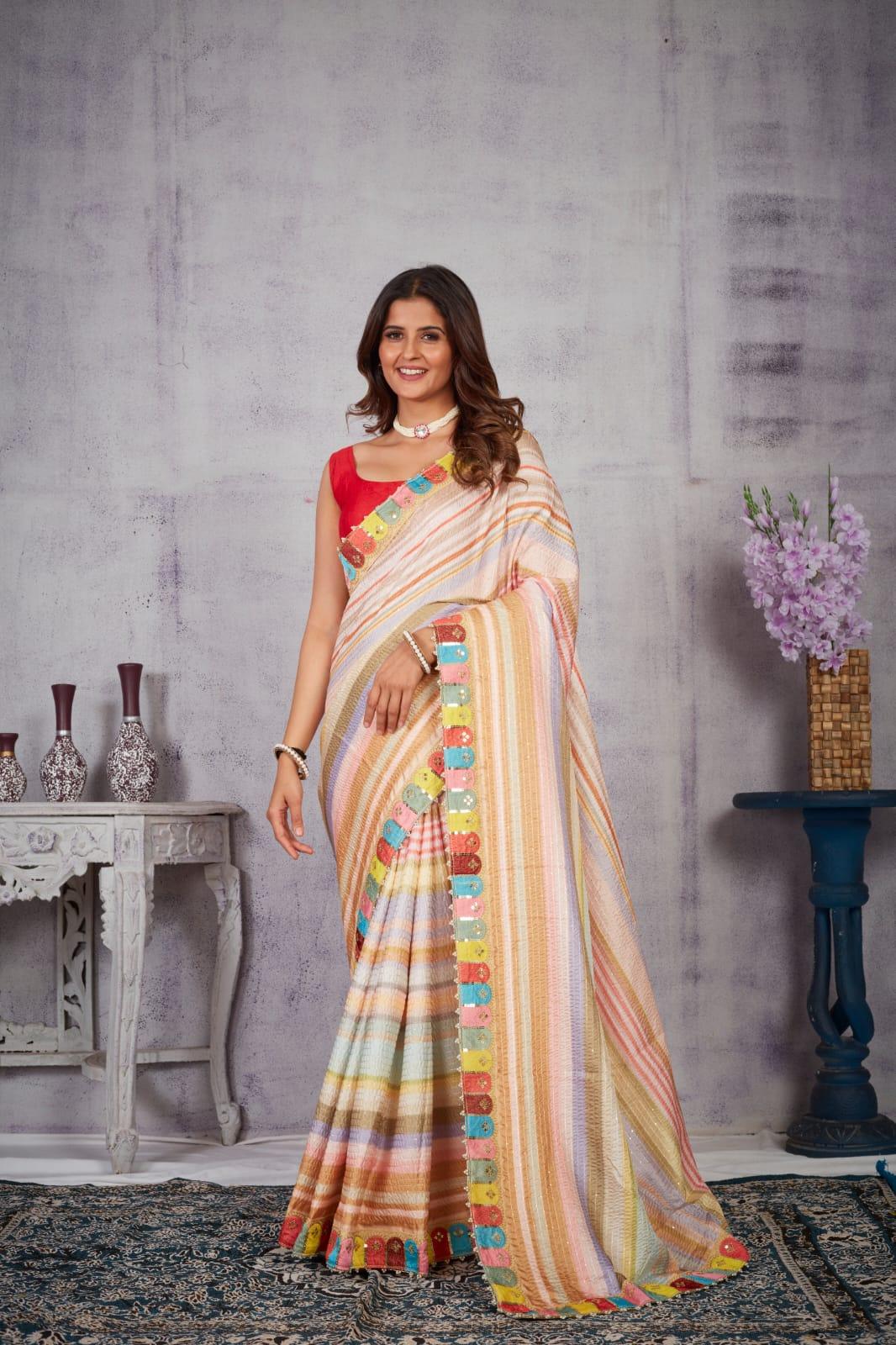 Party Wear Fancy Digital Print Saree D.No 5039 - Anant Exports