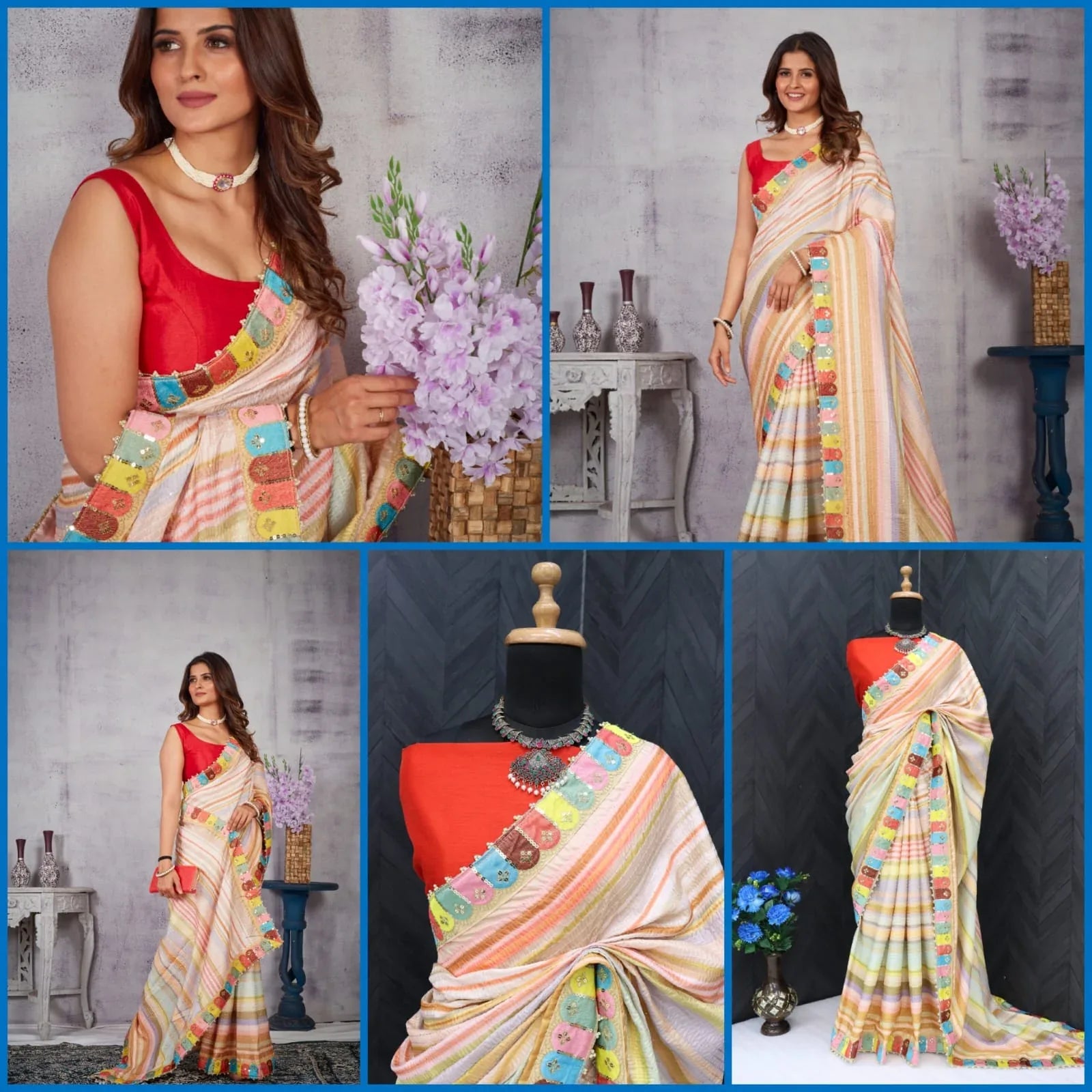 Party Wear Fancy Digital Print Saree D.No 5039 - Anant Exports