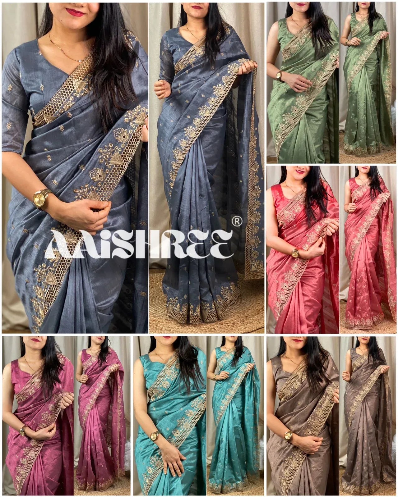 Party Wear Beautiful Visca Slub Silk Saree - Anant Exports