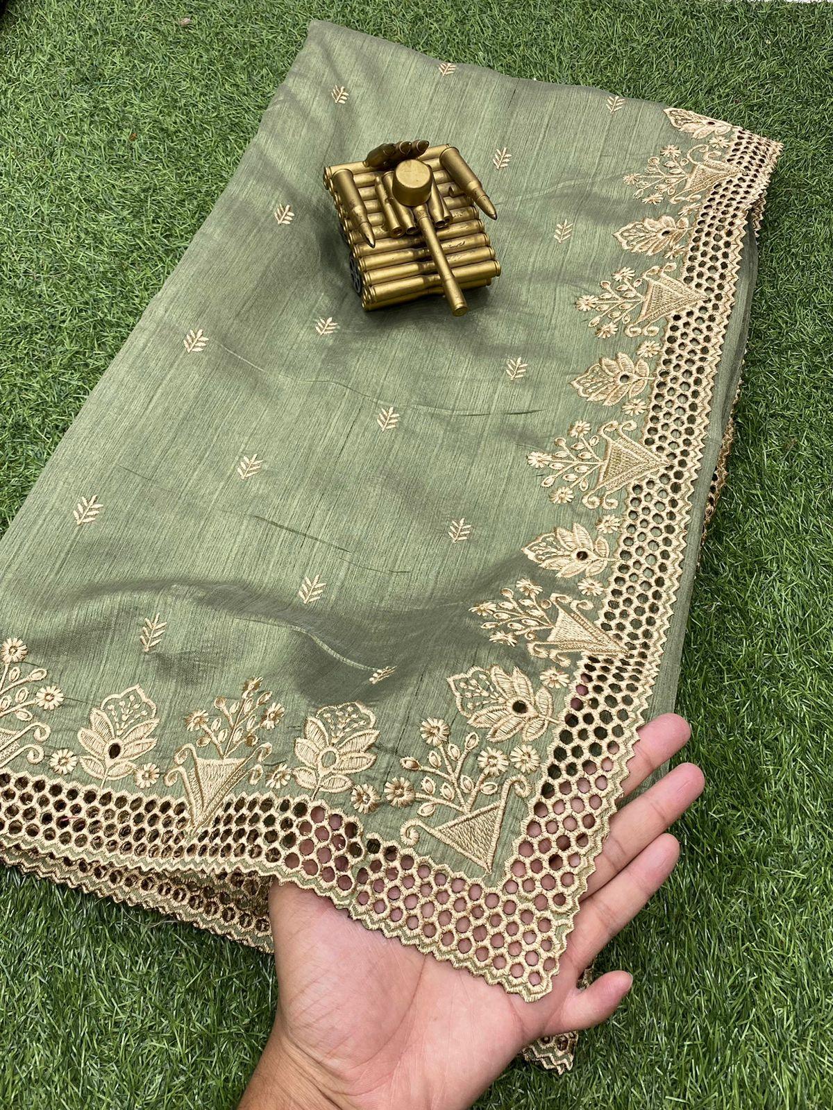 Party Wear Beautiful Visca Slub Silk Saree - Anant Exports