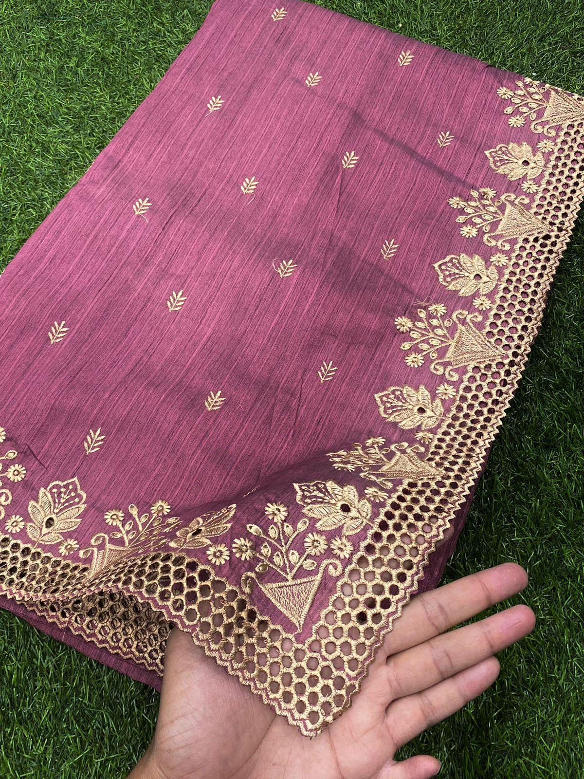 Party Wear Beautiful Visca Slub Silk Saree - Anant Exports