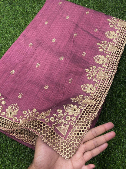 Party Wear Beautiful Visca Slub Silk Saree - Anant Exports