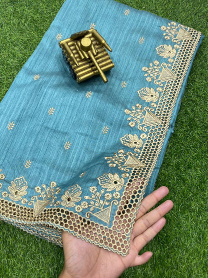 Party Wear Beautiful Visca Slub Silk Saree - Anant Exports