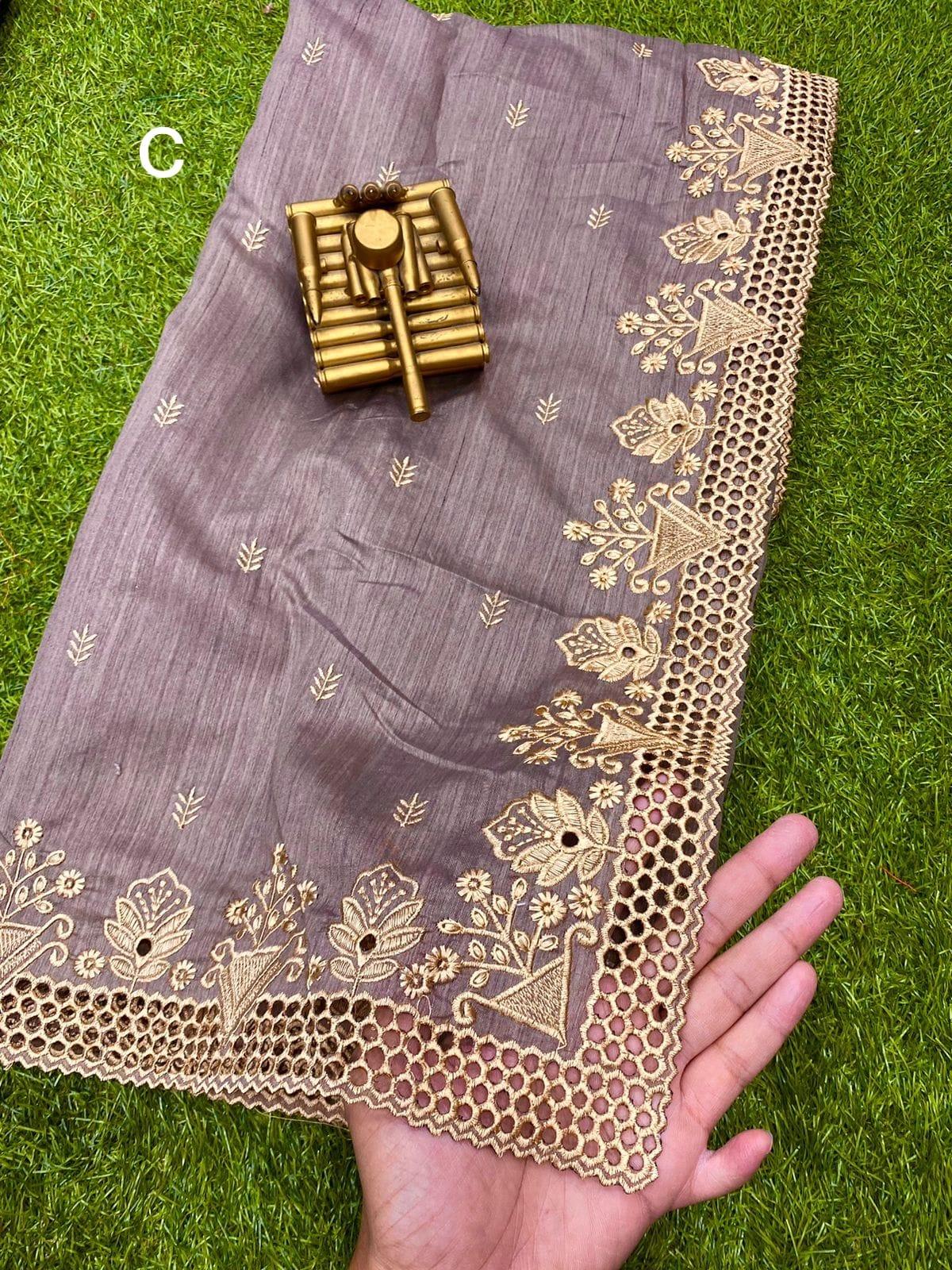 Party Wear Beautiful Visca Slub Silk Saree - Anant Exports