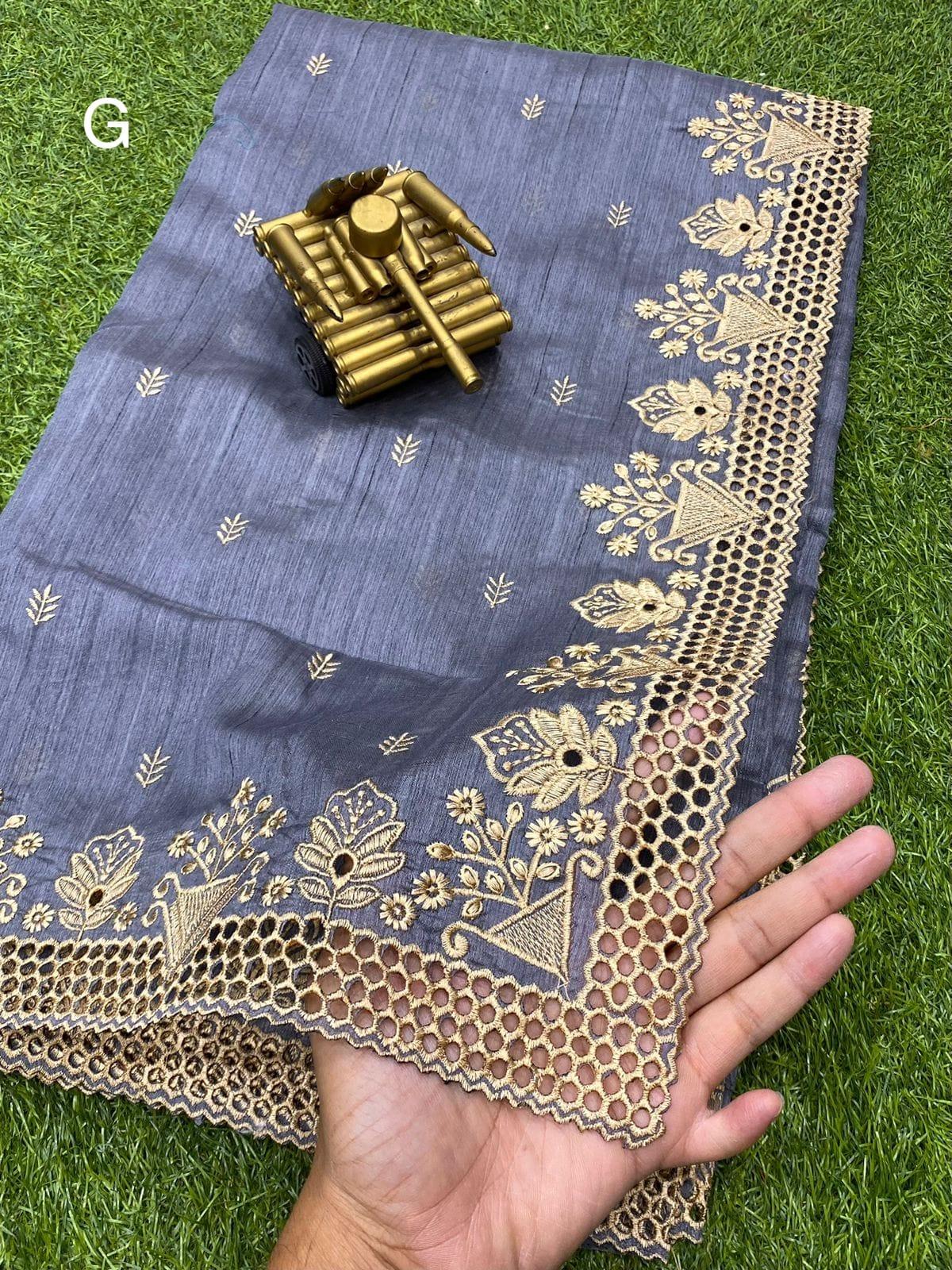 Party Wear Beautiful Visca Slub Silk Saree - Anant Exports