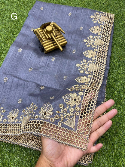 Party Wear Beautiful Visca Slub Silk Saree - Anant Exports