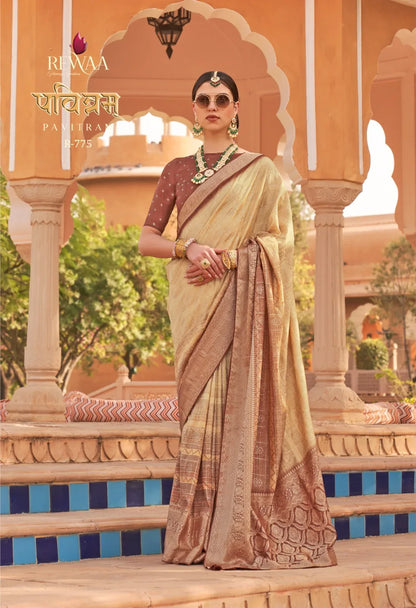 REWAA PAVITRAM SOFT KACHHI SILK SAREE - Anant Exports