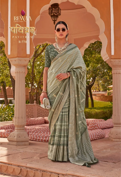 REWAA PAVITRAM SOFT KACHHI SILK SAREE - Anant Exports