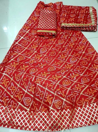 Red Kota Bandhni Print lahenga - Anant Exports