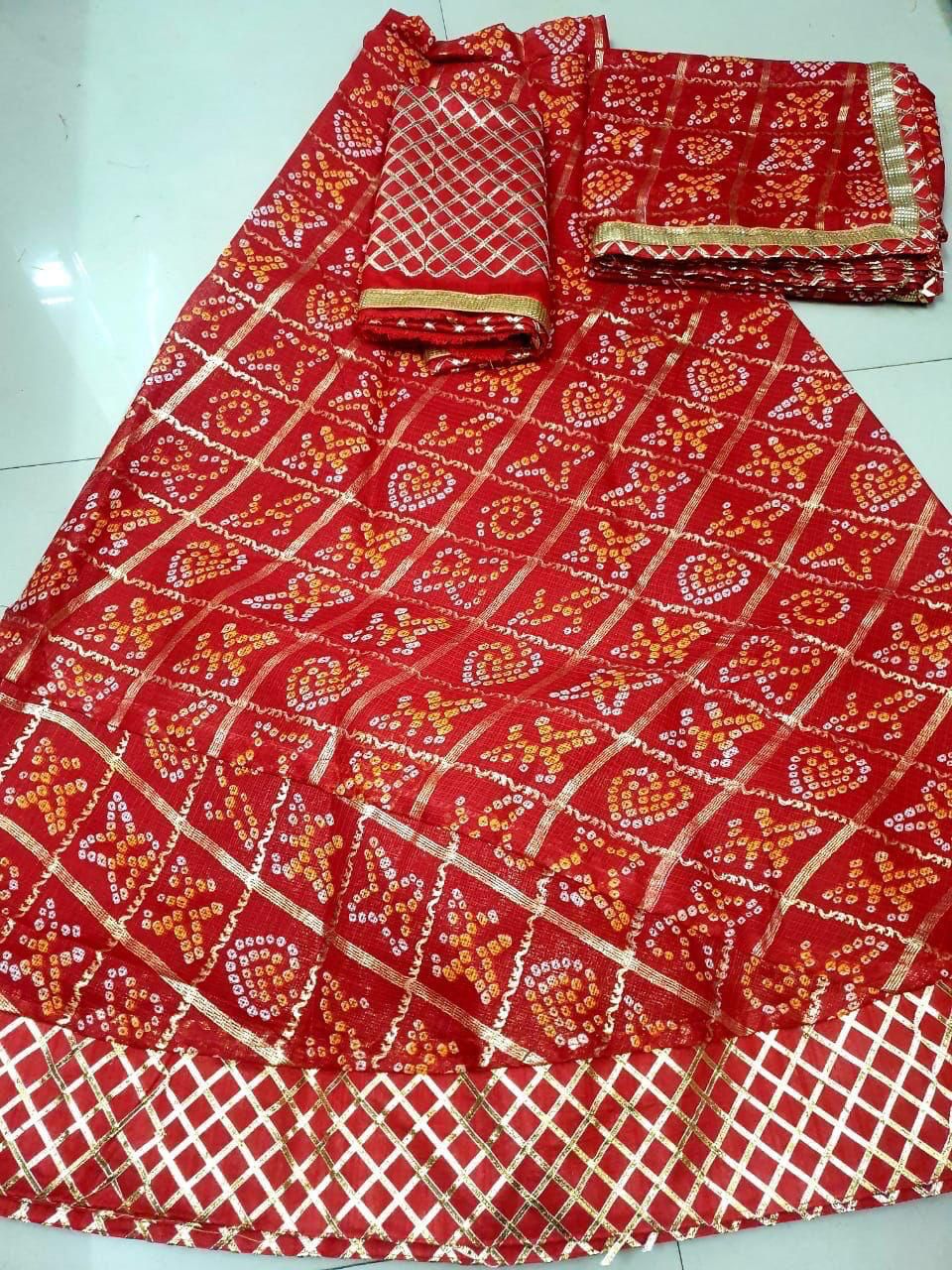 Red Kota Bandhni Print lahenga
