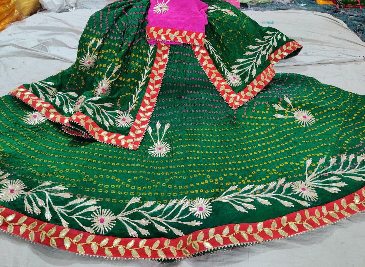 Rajasthani Bandhej Silk Lehenga - Anant Exports