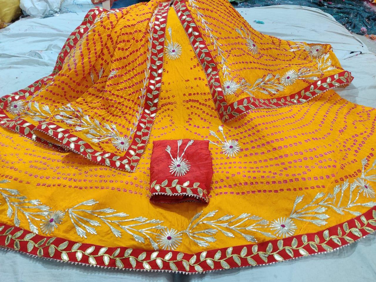 Rajasthani Bandhej Silk Lehenga - Anant Exports