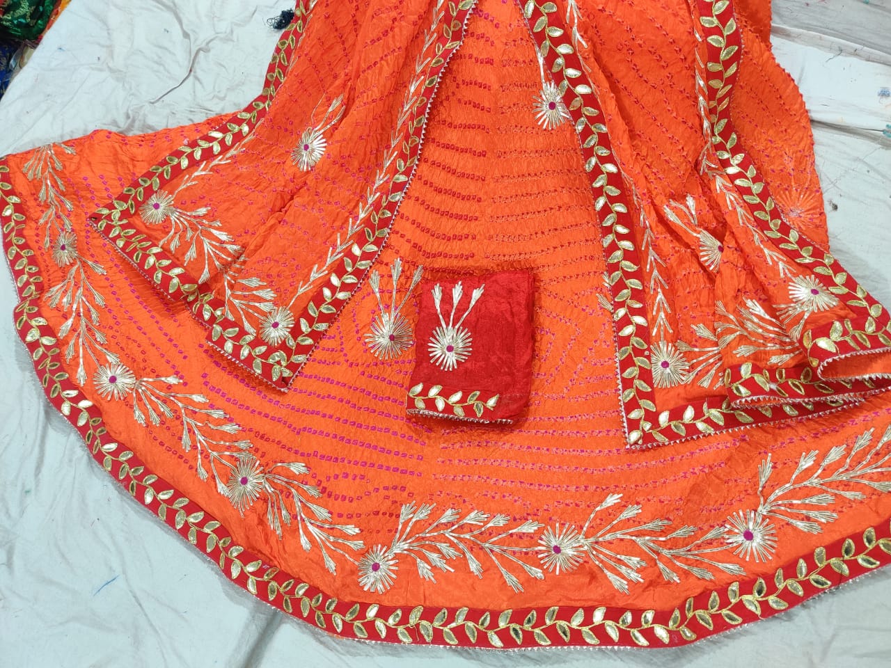 Rajasthani Bandhej Silk Lehenga