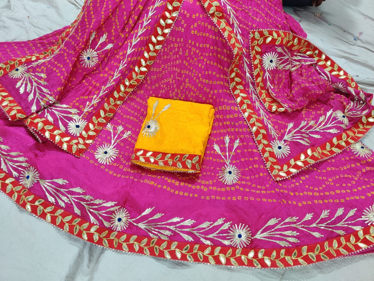 Rajasthani Bandhej Silk Lehenga