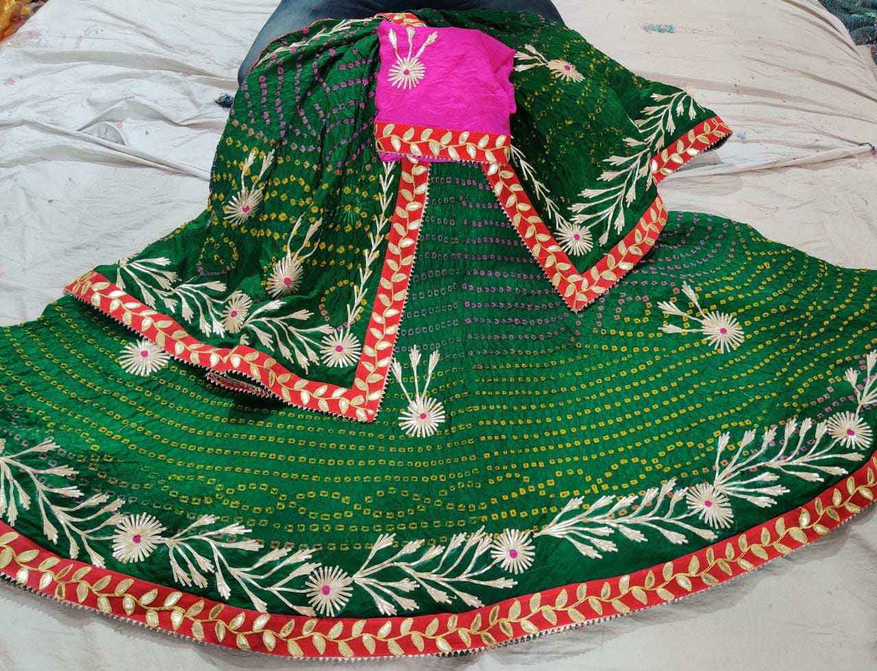 Rajasthani Bandhej Silk Lehenga