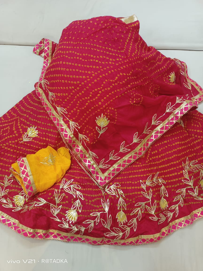 Rajasthani Bandhej Silk Lehenga