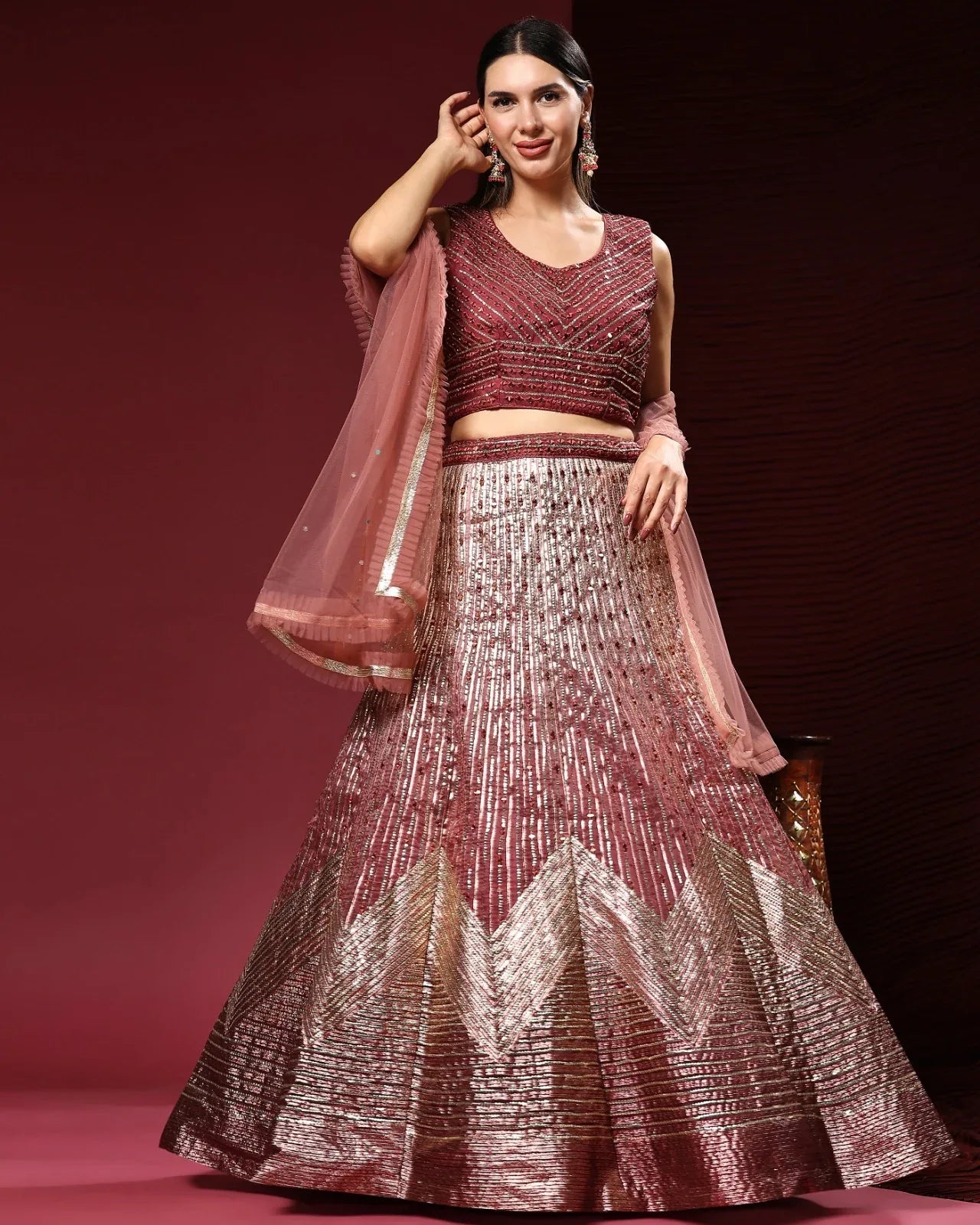 READYMADE CROP TOP DESIGNER LEHENGA D.NO 2040 - Anant Exports