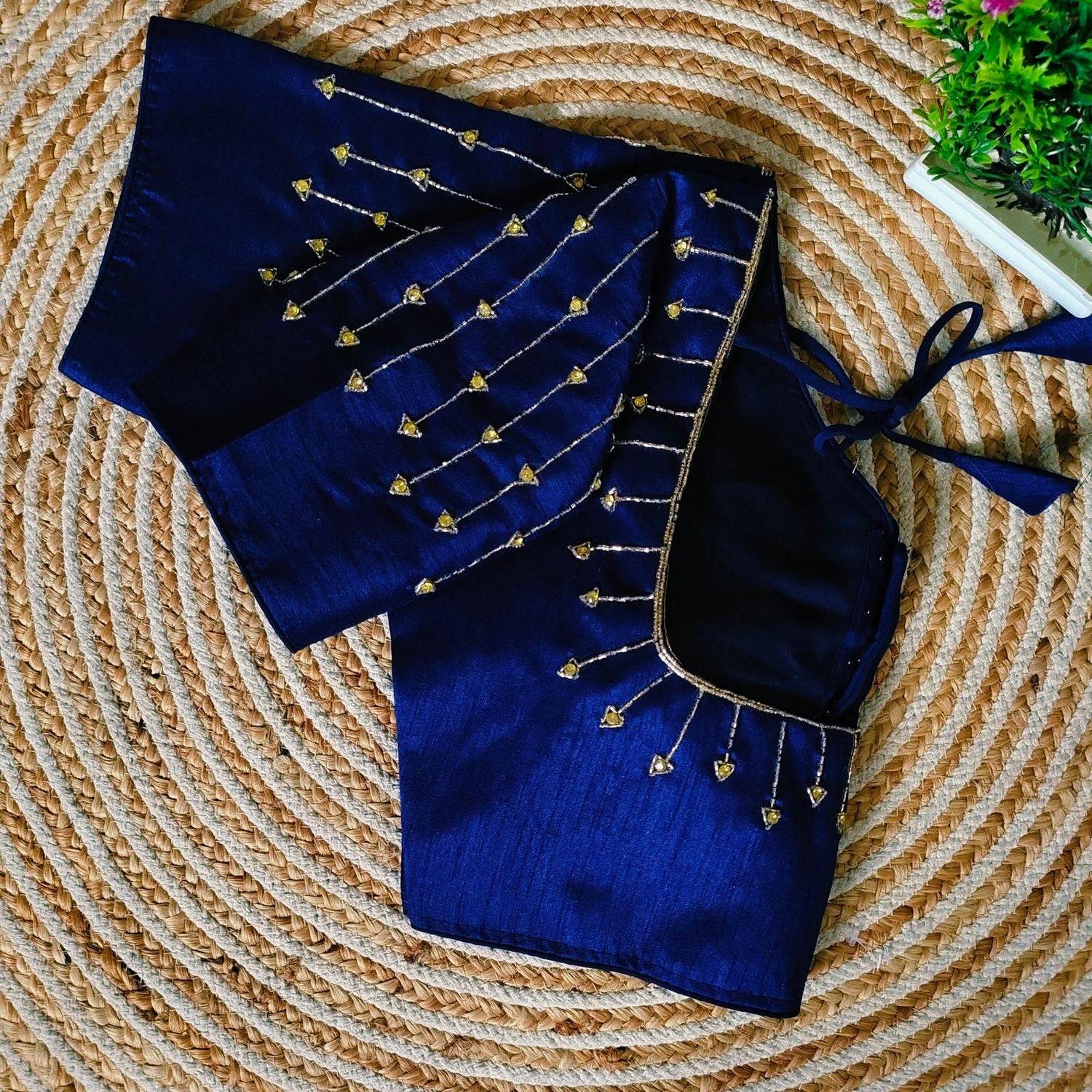 Fancy Festival Wear Golden Handcrafted Work Blouse - Anant Exports
