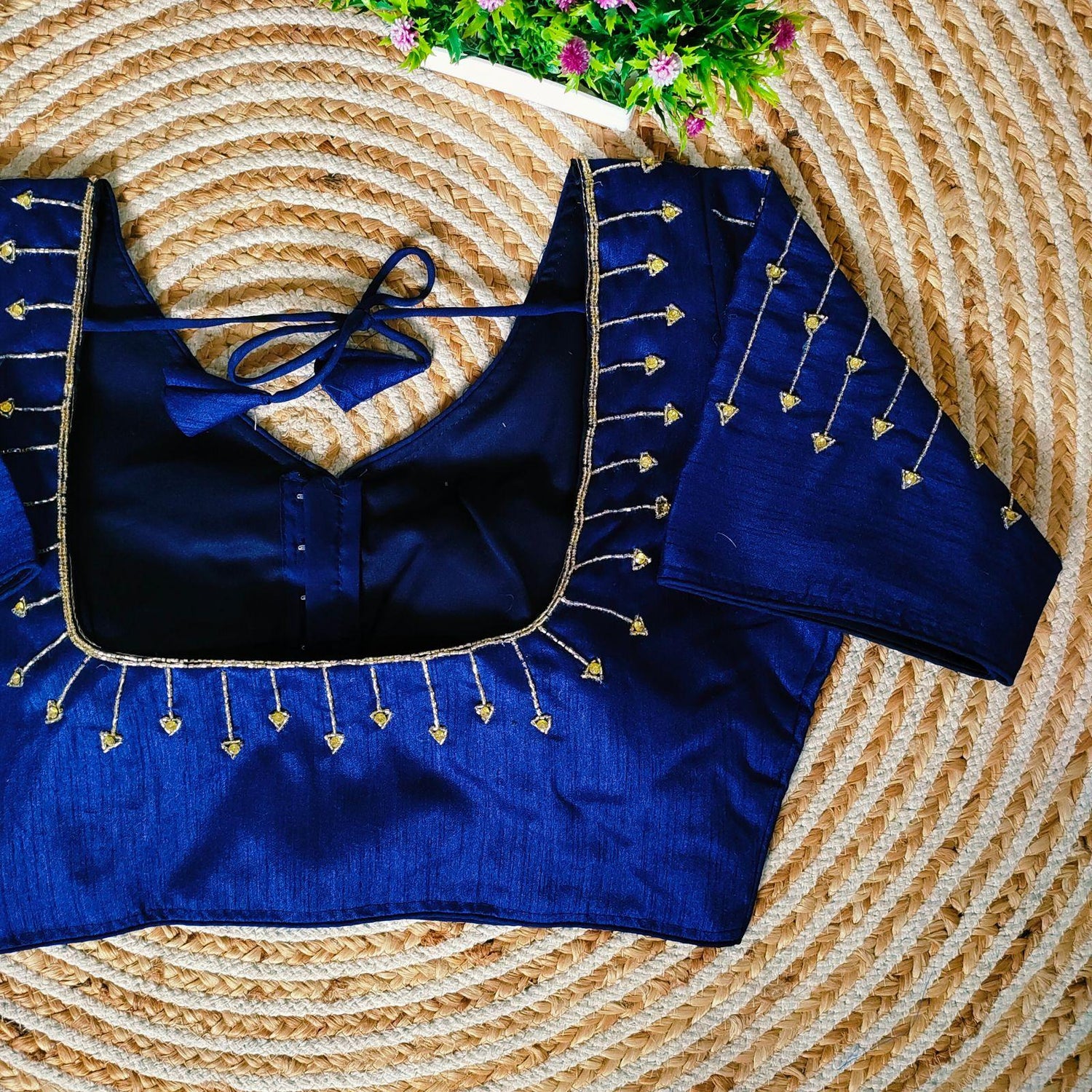 Fancy Festival Wear Golden Handcrafted Work Blouse - Anant Exports