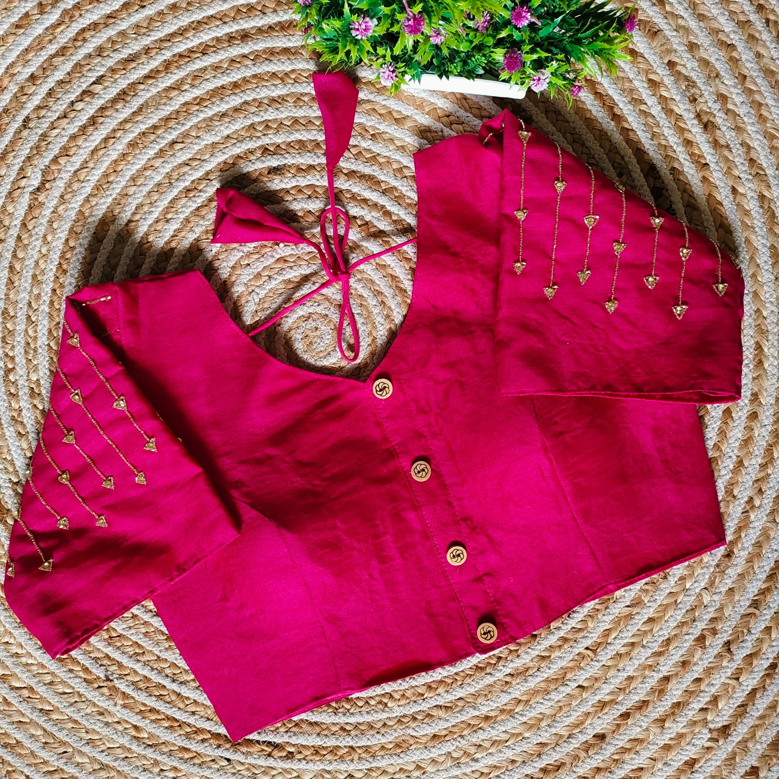 Fancy Festival Wear Golden Handcrafted Work Blouse