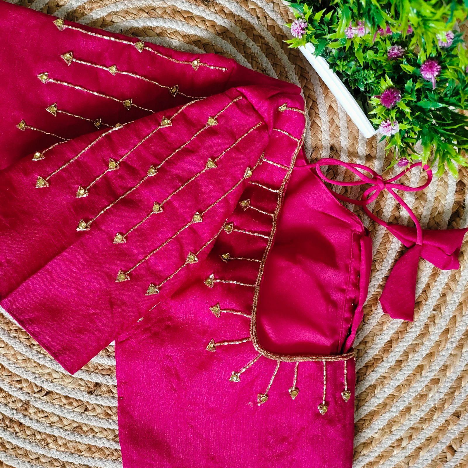 Fancy Festival Wear Golden Handcrafted Work Blouse