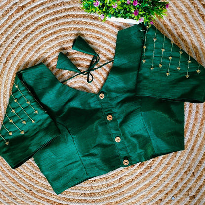 Fancy Festival Wear Golden Handcrafted Work Blouse - Anant Exports