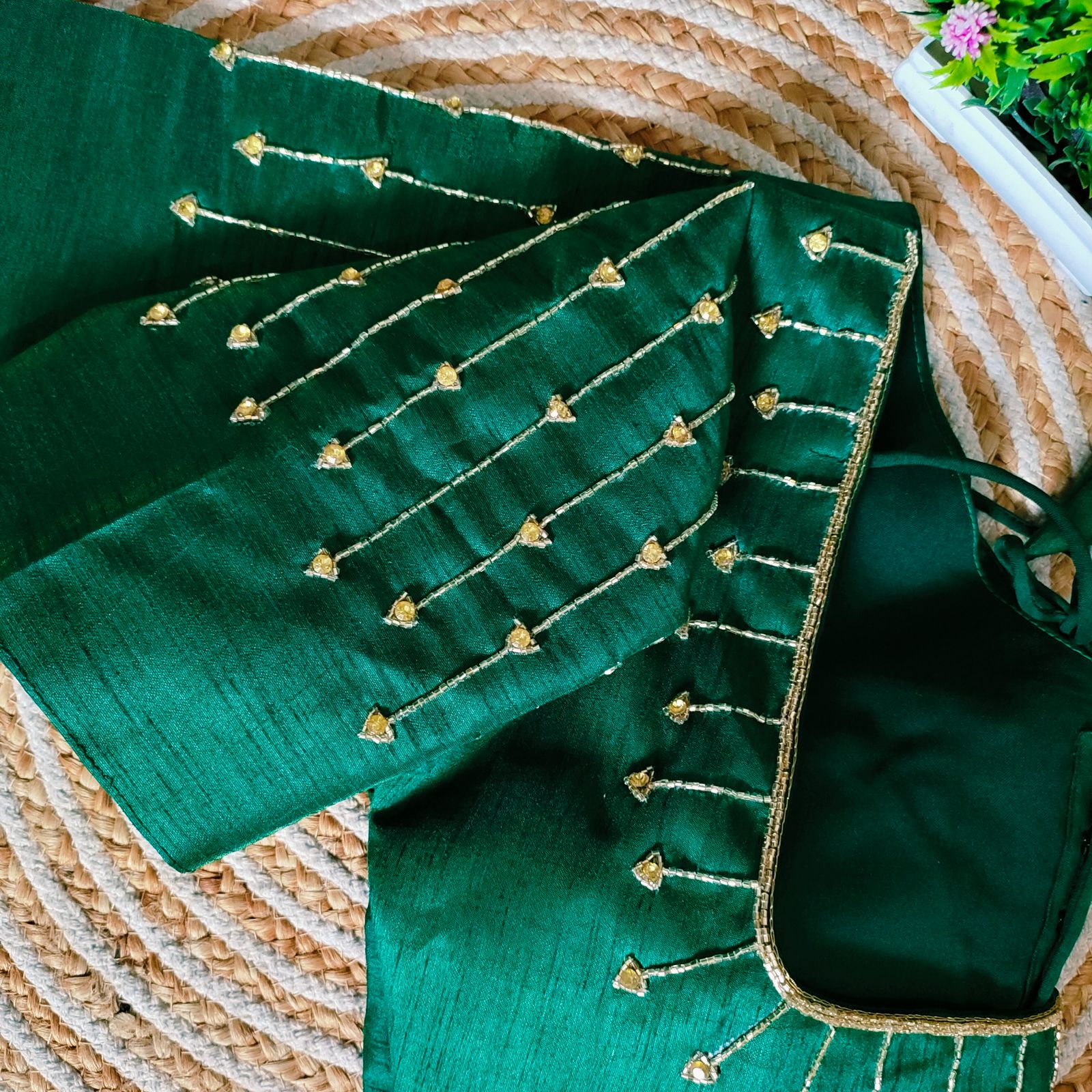 Fancy Festival Wear Golden Handcrafted Work Blouse