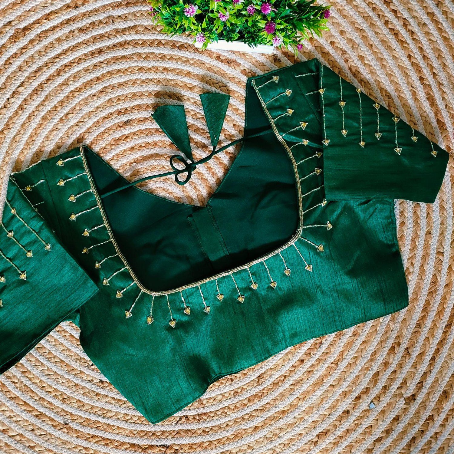 Fancy Festival Wear Golden Handcrafted Work Blouse - Anant Exports