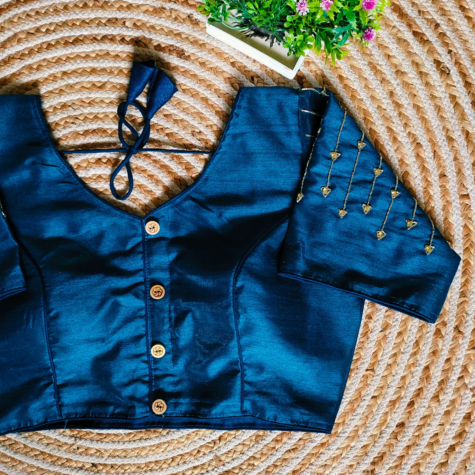 Fancy Festival Wear Golden Handcrafted Work Blouse