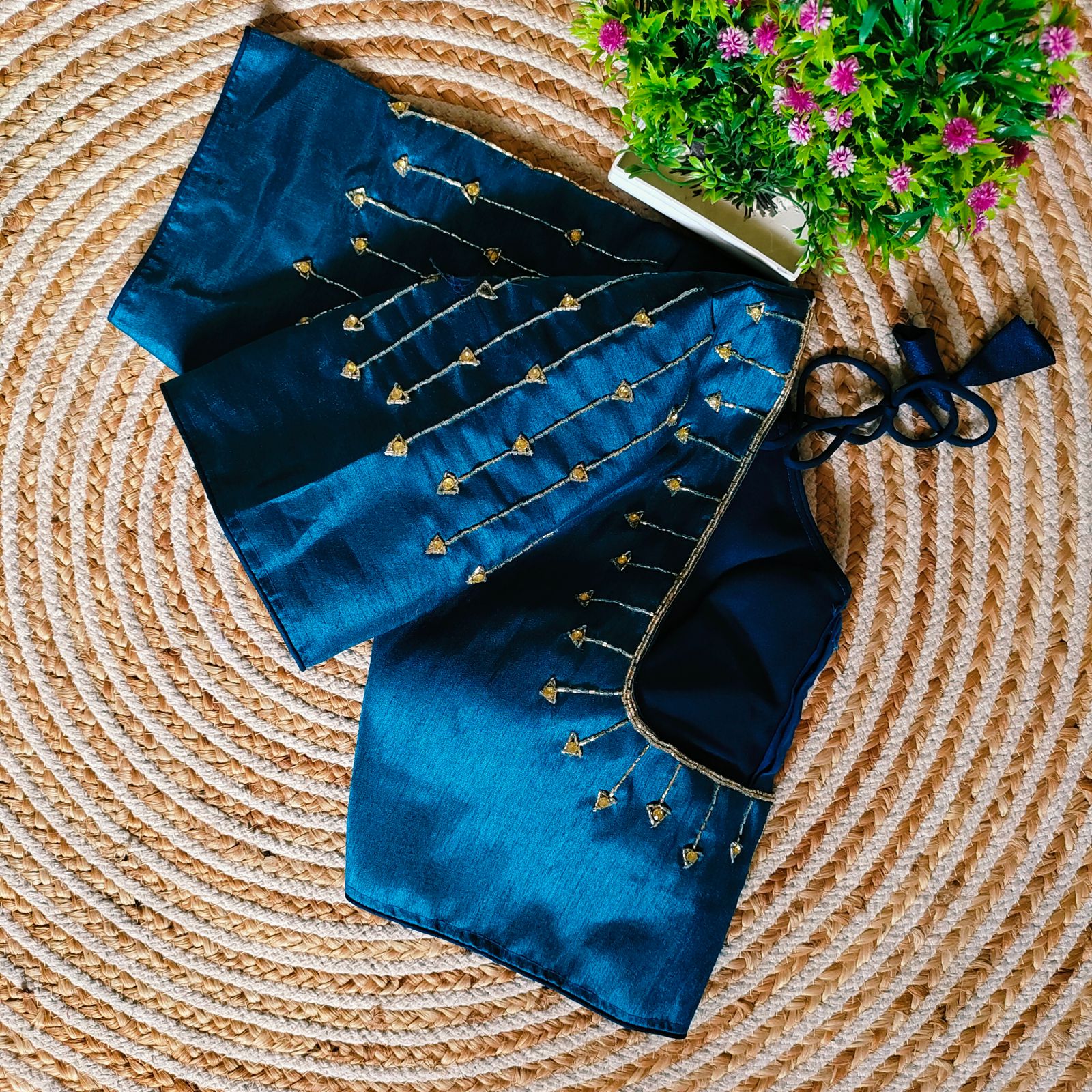 Fancy Festival Wear Golden Handcrafted Work Blouse